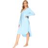 imageWiWi Bamboo Nightgowns for Women Soft Long Sleeve Sleep Shirt Sleepwear Comfy Loungewear Plus Size Nightshirts S4XApale Blue