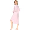 imageWiWi Bamboo Nightgowns for Women Soft Long Sleeve Sleep Shirt Sleepwear Comfy Loungewear Plus Size Nightshirts S4XApink