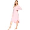 imageWiWi Bamboo Nightgowns for Women Soft Long Sleeve Sleep Shirt Sleepwear Comfy Loungewear Plus Size Nightshirts S4XApink