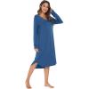 imageWiWi Bamboo Nightgowns for Women Soft Long Sleeve Sleep Shirt Sleepwear Comfy Loungewear Plus Size Nightshirts S4XAprussian Blue