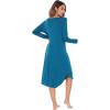 imageWiWi Bamboo Nightgowns for Women Soft Long Sleeve Sleep Shirt Sleepwear Comfy Loungewear Plus Size Nightshirts S4XAteal Blue