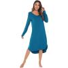imageWiWi Bamboo Nightgowns for Women Soft Long Sleeve Sleep Shirt Sleepwear Comfy Loungewear Plus Size Nightshirts S4XAteal Blue