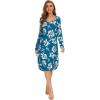 imageWiWi Bamboo Nightgowns for Women Soft Long Sleeve Sleep Shirt Sleepwear Comfy Loungewear Plus Size Nightshirts S4XAteal Blue Floral