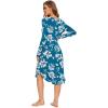 imageWiWi Bamboo Nightgowns for Women Soft Long Sleeve Sleep Shirt Sleepwear Comfy Loungewear Plus Size Nightshirts S4XAteal Blue Floral