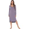 imageWiWi Bamboo Nightgowns for Women Soft Long Sleeve Sleep Shirt Sleepwear Comfy Loungewear Plus Size Nightshirts S4XAviolet