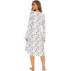 imageWiWi Bamboo Nightgowns for Women Soft Long Sleeve Sleep Shirt Sleepwear Comfy Loungewear Plus Size Nightshirts S4XAwhiteGreen Dots
