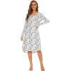 imageWiWi Bamboo Nightgowns for Women Soft Long Sleeve Sleep Shirt Sleepwear Comfy Loungewear Plus Size Nightshirts S4XAwhiteGreen Dots