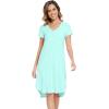 imageWiWi Bamboo Nightgowns for Women Soft Long Sleeve Sleep Shirt Sleepwear Comfy Loungewear Plus Size Nightshirts S4XBaqua