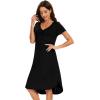 imageWiWi Bamboo Nightgowns for Women Soft Long Sleeve Sleep Shirt Sleepwear Comfy Loungewear Plus Size Nightshirts S4XBblack