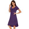 imageWiWi Bamboo Nightgowns for Women Soft Long Sleeve Sleep Shirt Sleepwear Comfy Loungewear Plus Size Nightshirts S4XBdark Purple