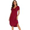 imageWiWi Bamboo Nightgowns for Women Soft Long Sleeve Sleep Shirt Sleepwear Comfy Loungewear Plus Size Nightshirts S4XBgarnet