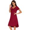 imageWiWi Bamboo Nightgowns for Women Soft Long Sleeve Sleep Shirt Sleepwear Comfy Loungewear Plus Size Nightshirts S4XBgarnet