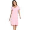 imageWiWi Bamboo Nightgowns for Women Soft Long Sleeve Sleep Shirt Sleepwear Comfy Loungewear Plus Size Nightshirts S4XBpink