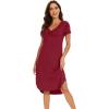 imageWiWi Bamboo Nightgowns for Women Soft Long Sleeve Sleep Shirt Sleepwear Comfy Loungewear Plus Size Nightshirts S4XBwine
