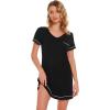 imageWiWi Bamboo Viscose Nightgowns for Women Soft Short Sleeve Sleep Nightgown Summer Lightweight Night Shirt SXXLAblack