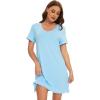 imageWiWi Bamboo Viscose Nightgowns for Women Soft Short Sleeve Sleep Nightgown Summer Lightweight Night Shirt SXXLApale Blue