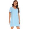 imageWiWi Bamboo Viscose Nightgowns for Women Soft Short Sleeve Sleep Nightgown Summer Lightweight Night Shirt SXXLApale Blue