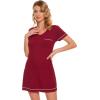 imageWiWi Bamboo Viscose Nightgowns for Women Soft Short Sleeve Sleep Nightgown Summer Lightweight Night Shirt SXXLAwine Red