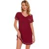 imageWiWi Bamboo Viscose Nightgowns for Women Soft Short Sleeve Sleep Nightgown Summer Lightweight Night Shirt SXXLAwine Red
