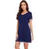 imageWiWi Bamboo Viscose Nightgowns for Women Soft Short Sleeve Sleep Nightgown Summer Lightweight Night Shirt SXXLBnavy