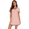 imageWiWi Bamboo Viscose Nightgowns for Women Soft Short Sleeve Sleep Nightgown Summer Lightweight Night Shirt SXXLBpeach Pink