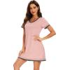 imageWiWi Bamboo Viscose Nightgowns for Women Soft Short Sleeve Sleep Nightgown Summer Lightweight Night Shirt SXXLBpeach Pink