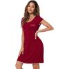 imageWiWi Bamboo Viscose Nightgowns for Women Soft Short Sleeve Sleep Nightgown Summer Lightweight Night Shirt SXXLCwine Red