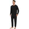 imageWiWi Mens Pajama Sets French Terry Sleepwear Long Sleeve Top and Pants Pjs with Pockets Drawstring SXXLBlack