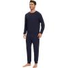 imageWiWi Mens Pajama Sets French Terry Sleepwear Long Sleeve Top and Pants Pjs with Pockets Drawstring SXXLNautical Blue