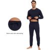 imageWiWi Mens Pajama Sets French Terry Sleepwear Long Sleeve Top and Pants Pjs with Pockets Drawstring SXXLNautical Blue