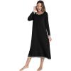 imageWiWi Nightgown for Women Long Sleeve Crewneck Sleepwear Full Length Long Nightshirt Soft Loungewear SXXLBlack
