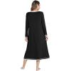 imageWiWi Nightgown for Women Long Sleeve Crewneck Sleepwear Full Length Long Nightshirt Soft Loungewear SXXLBlack