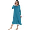 imageWiWi Nightgown for Women Long Sleeve Crewneck Sleepwear Full Length Long Nightshirt Soft Loungewear SXXLTeal Blue