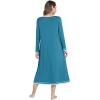 imageWiWi Nightgown for Women Long Sleeve Crewneck Sleepwear Full Length Long Nightshirt Soft Loungewear SXXLTeal Blue