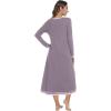 imageWiWi Nightgown for Women Long Sleeve Crewneck Sleepwear Full Length Long Nightshirt Soft Loungewear SXXLViolet