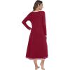 imageWiWi Nightgown for Women Long Sleeve Crewneck Sleepwear Full Length Long Nightshirt Soft Loungewear SXXLWine