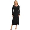 imageWiWi Nightgowns for Women Long Sleeve Loungewear Full Length Sleep Shirt Sleepwear Comfy Nightshirts with Pocket SXXLBlack
