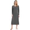 imageWiWi Nightgowns for Women Long Sleeve Loungewear Full Length Sleep Shirt Sleepwear Comfy Nightshirts with Pocket SXXLDark Heather Grey