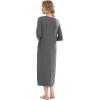 imageWiWi Nightgowns for Women Long Sleeve Loungewear Full Length Sleep Shirt Sleepwear Comfy Nightshirts with Pocket SXXLDark Heather Grey