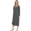 imageWiWi Nightgowns for Women Long Sleeve Loungewear Full Length Sleep Shirt Sleepwear Comfy Nightshirts with Pocket SXXLDark Heather Grey
