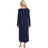 imageWiWi Nightgowns for Women Long Sleeve Loungewear Full Length Sleep Shirt Sleepwear Comfy Nightshirts with Pocket SXXLNavy