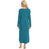 imageWiWi Nightgowns for Women Long Sleeve Loungewear Full Length Sleep Shirt Sleepwear Comfy Nightshirts with Pocket SXXLTeal Blue