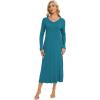 imageWiWi Nightgowns for Women Long Sleeve Loungewear Full Length Sleep Shirt Sleepwear Comfy Nightshirts with Pocket SXXLTeal Blue