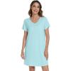 imageWiWi Nightgowns for Women Short Sleeve Sleepshirt Pajama Shirt Viscose from bamboo Soft Sleep Dress Vneck Nightshirt SXXLAaqua