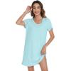 imageWiWi Nightgowns for Women Short Sleeve Sleepshirt Pajama Shirt Viscose from bamboo Soft Sleep Dress Vneck Nightshirt SXXLAaqua