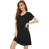 imageWiWi Nightgowns for Women Short Sleeve Sleepshirt Pajama Shirt Viscose from bamboo Soft Sleep Dress Vneck Nightshirt SXXLAblack