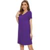 imageWiWi Nightgowns for Women Short Sleeve Sleepshirt Pajama Shirt Viscose from bamboo Soft Sleep Dress Vneck Nightshirt SXXLAlilac