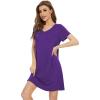 imageWiWi Nightgowns for Women Short Sleeve Sleepshirt Pajama Shirt Viscose from bamboo Soft Sleep Dress Vneck Nightshirt SXXLAlilac