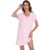imageWiWi Nightgowns for Women Short Sleeve Sleepshirt Pajama Shirt Viscose from bamboo Soft Sleep Dress Vneck Nightshirt SXXLApink