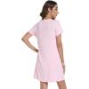 imageWiWi Nightgowns for Women Short Sleeve Sleepshirt Pajama Shirt Viscose from bamboo Soft Sleep Dress Vneck Nightshirt SXXLApink